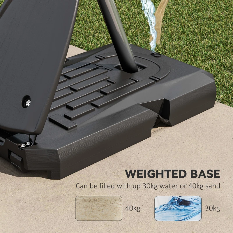 SPORTNOW basketbalstandaard, verstelbare korfhoogte 2,3-2,9 m, slagbeugel aan de onderkant, vulbaar onderstel, rood+zwart