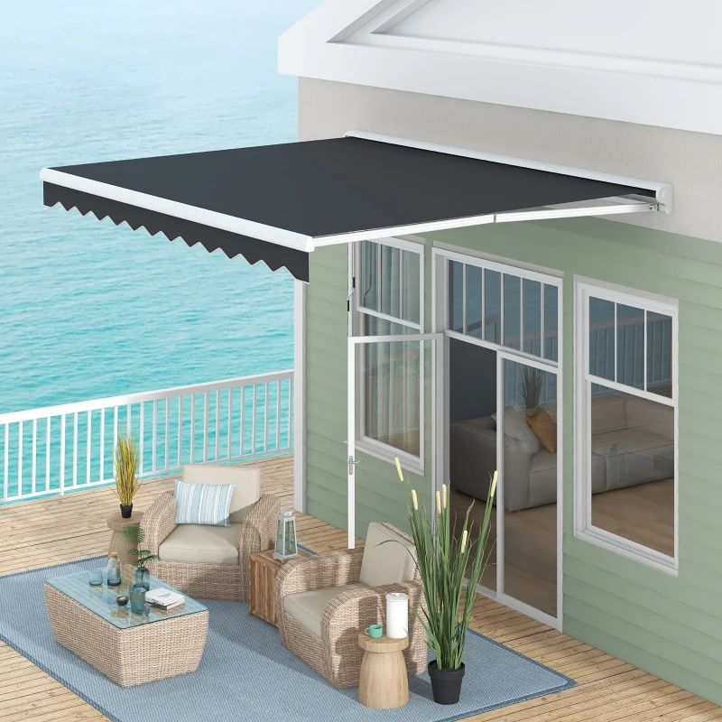 Outsunny Elektrische Markies, Uitschuifbare 4x3m met Afstandsbediening, Grijs