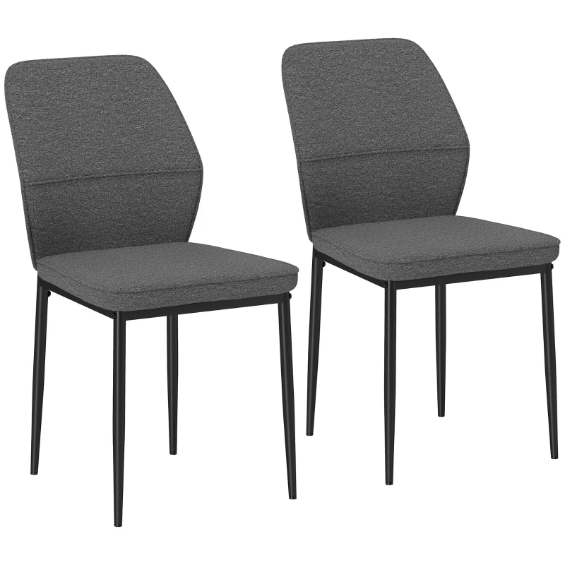 HOMCOM Conjunto de 2 Sillas de Comedor con Tapizado de Terciopelo Sintético Respaldo Curvo y Patas de Acero 45x57x86 cm Gris