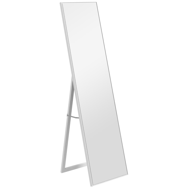 HOMCOM Miroir rectangulaire sur pied miroir de sol pour vestiaire salon salle de bain couloir 40 x 47 x 147 cm blanc