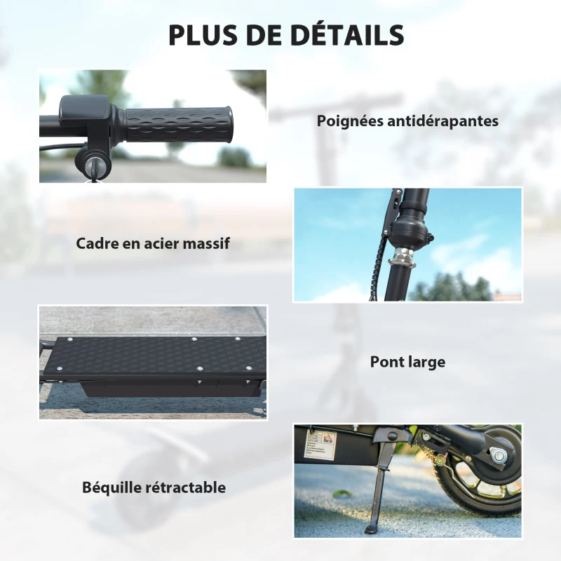 HOMCOM Tottinette électrique pliable 150W pour enfant de 7 à 14 ans hauteur guidon 14 Km/h max. noir