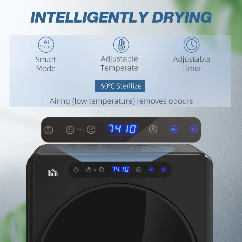 HOMCOM 4kg Compact 40-60℃  Tumble Dryer - Black