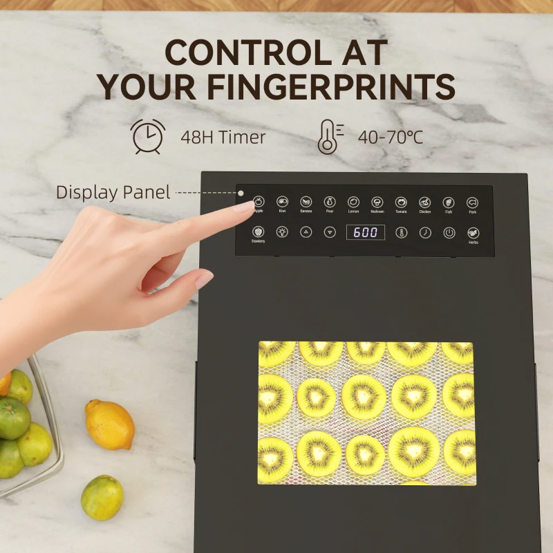 HOMCOM 12-Tray 40-70℃ Food Dehydrator - Black