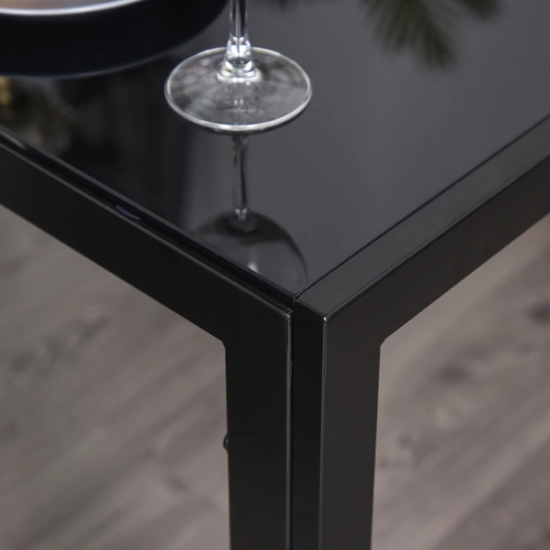 HOMCOM Set de luat masa 4 Scaune tapitate si 1 Masa pentru 4 persoane negru