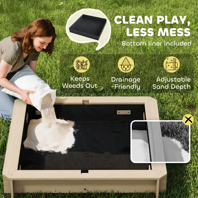 Outsunny Zandbak met afneembaar dak rugleuningen cederhout 3-7 jaar naturel