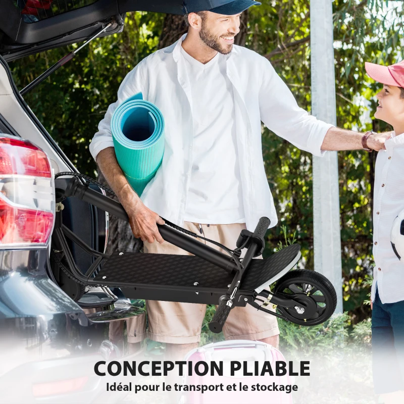 HOMCOM Tottinette électrique pliable 150W pour enfant de 7 à 14 ans hauteur guidon 14 Km/h max. noir