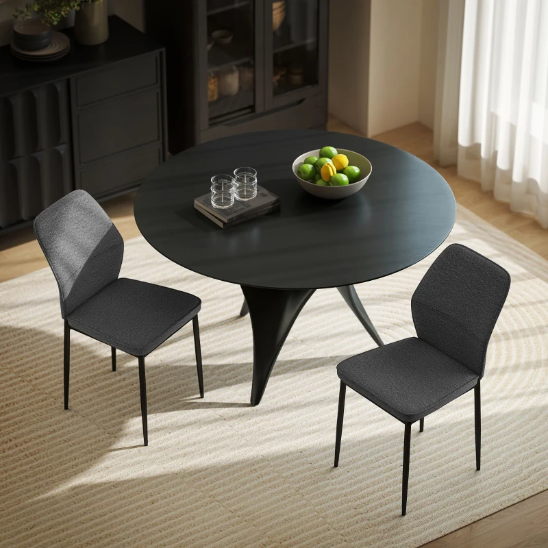 HOMCOM Conjunto de 2 Sillas de Comedor con Tapizado de Terciopelo Sintético Respaldo Curvo y Patas de Acero 45x57x86 cm Gris