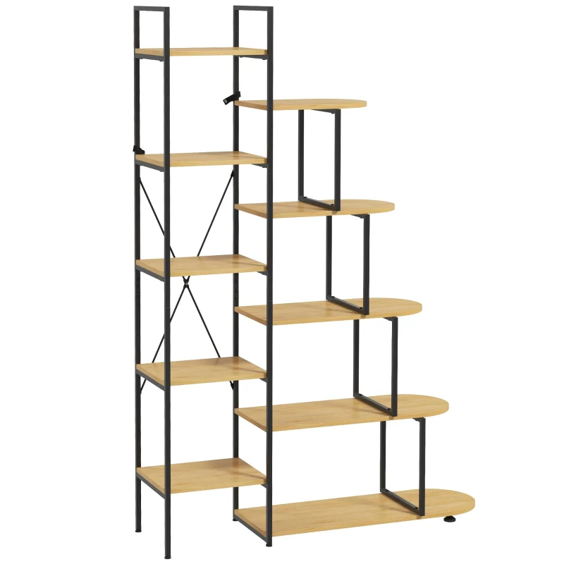 HOMCOM Étagère de rangement bibliothèque 5 niveaux style industriel structure en acier 111,5 x 32 x 170 cm noir et couleur bois