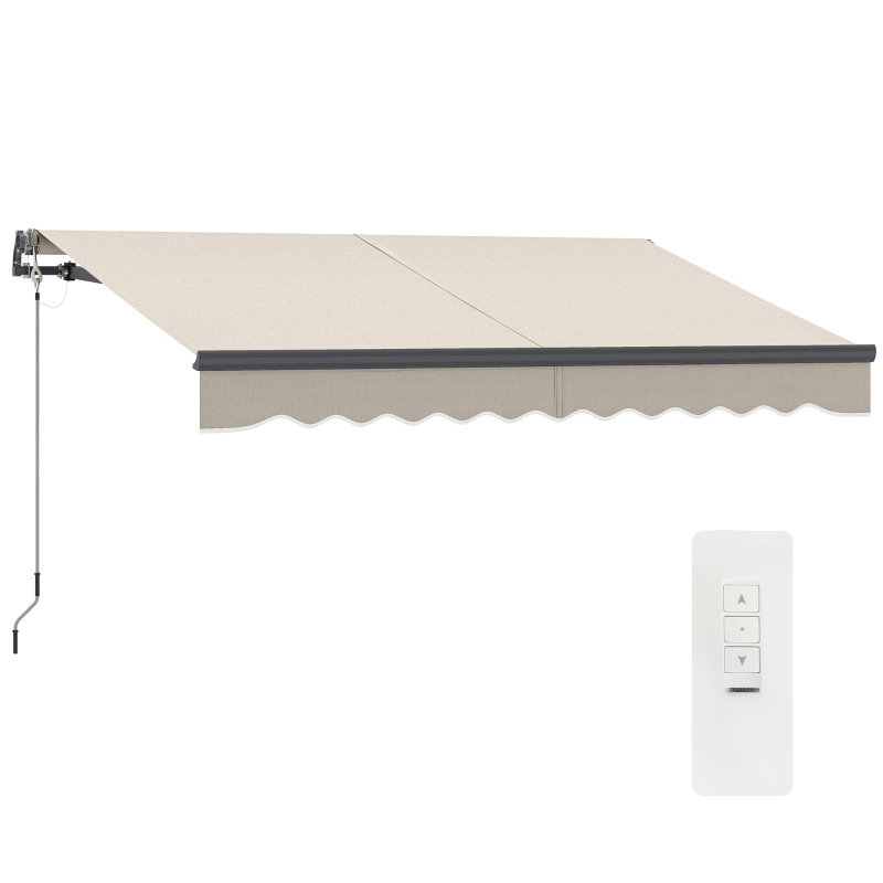 Outsunny Toldo Eléctrico Retráctil con Manivela Inclinación Ajustable y Protección UV para Jardín Terraza 296x250 cm Crema