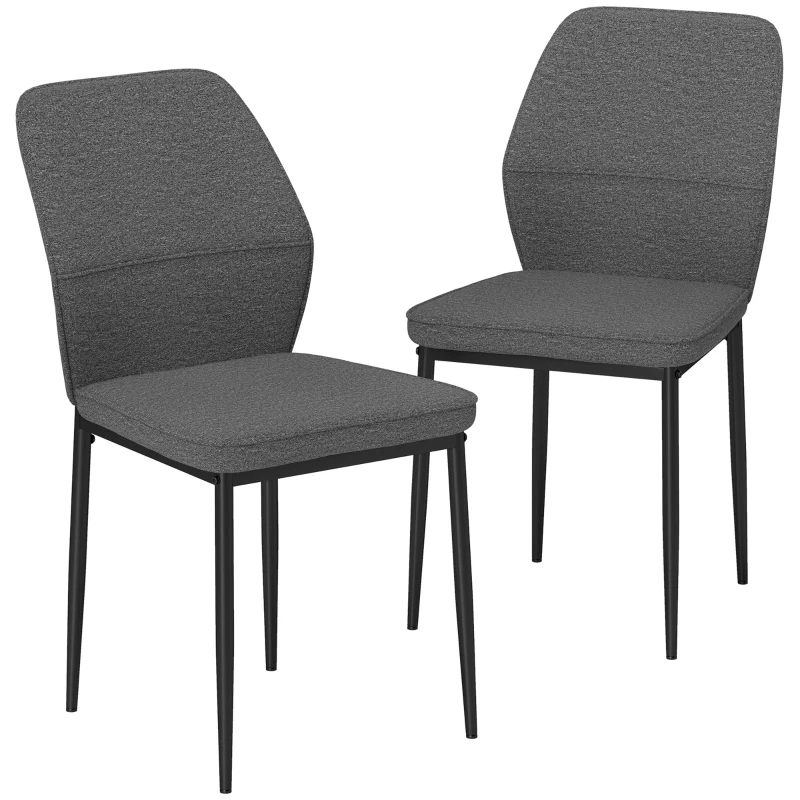 HOMCOM Conjunto de 2 Sillas de Comedor con Tapizado de Terciopelo Sintético Respaldo Curvo y Patas de Acero 45x57x86 cm Gris