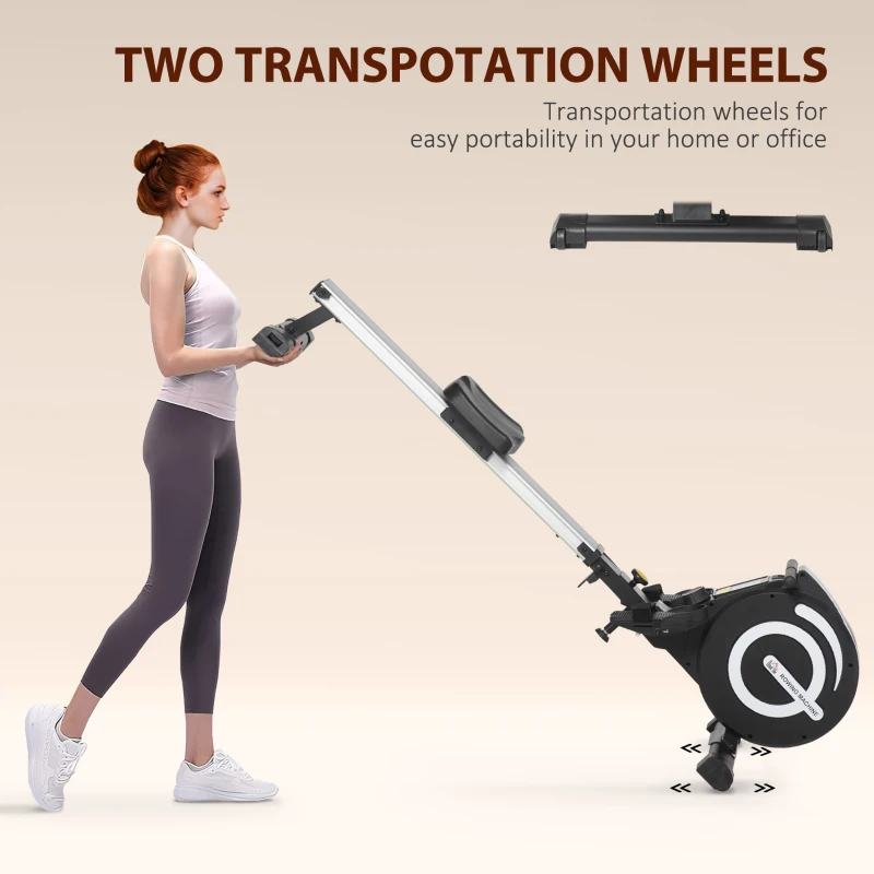 HOMCOM Roeimachine, opvouwbaar, stille aluminium frame, LCD-Monitor, 8 niveaus weerstand, Zwart/Zilver(m-6)