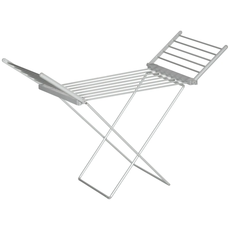HOMCOM Séchoir à linge étendoir à linge électrique 2 ailes latérales extensibles cadre en alliage d'aluminium 144 x 53 x 91 cm