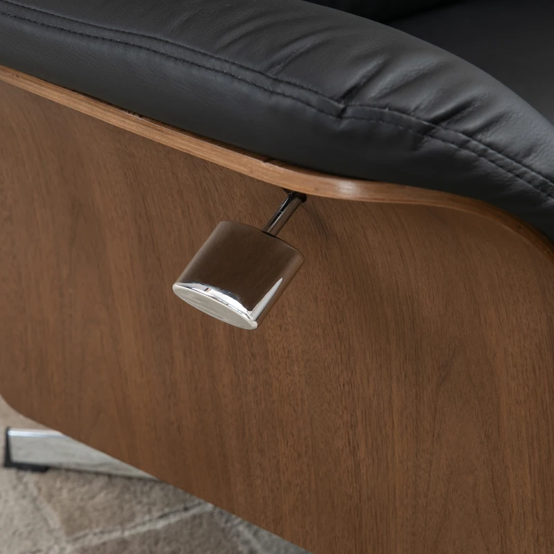 HOMCOM Fauteuil relax avec repose-pied, fauteuil de relaxation avec dossier inclinable, têtière réglable, 80x84x108cm, noir