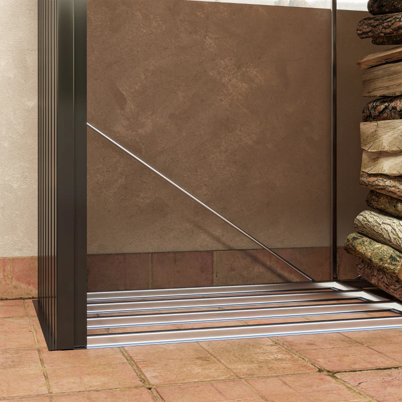 Outsunny Legnaia con Struttura in Acciaio Galvanizzato e Base rialzata, 240x 86x160cm, Nero