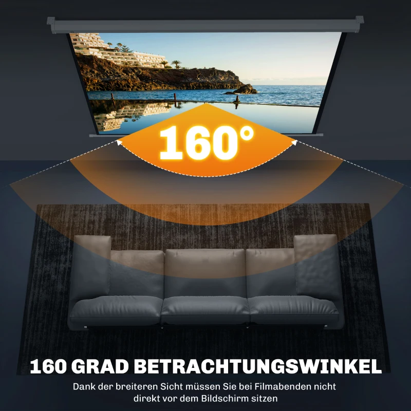 HOMCOM Beamer Leinwand 171 x 128 cm 84 Zoll 4:3 HD 4K Projektionsleinwand Kunststoff, Metall Heimkino(m-5)