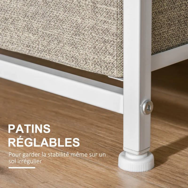 HOMCOM Meuble de rangement chiffonnier moderne 3 tiroirs en tissu, cadre en acier et MDF, 45 x 30 x 71 cm, gris