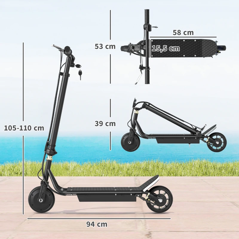 HOMCOM Tottinette électrique pliable 150W pour enfant de 7 à 14 ans hauteur guidon 14 Km/h max. noir