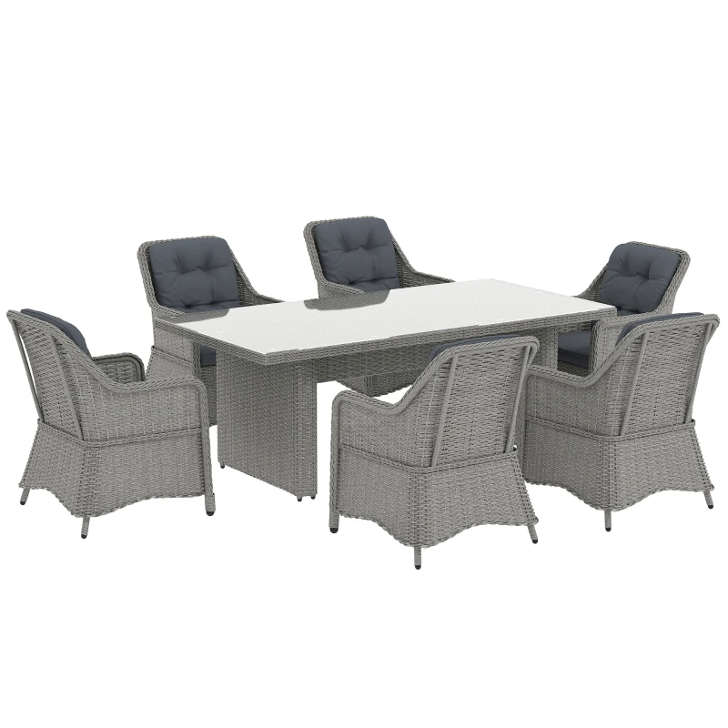 Outsunny Seven-Piece Rattan Dining Set - Mixed Grey