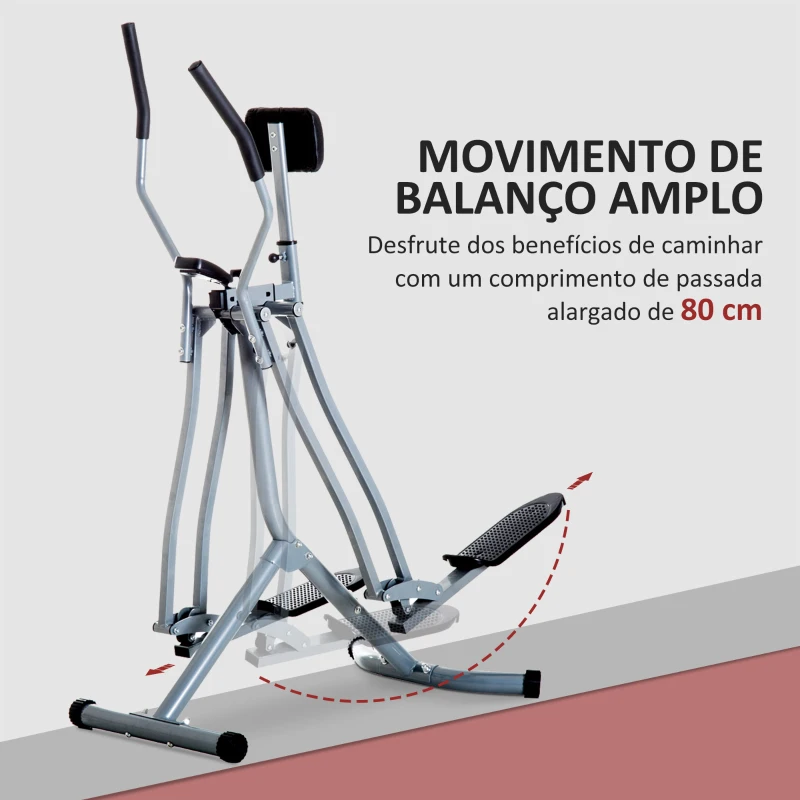 HOMCOM Bicicleta Elíptica Treinador Elíptico Ajustável com Monitor Capacidade 110 kg para Casa Ginásio 96x60x152 cm Cinza