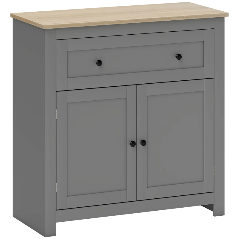 HOMCOM Buffet Cuisine avec Tiroir et Armoire avec Étagère Réglable, en Bois, 78.5x35x80 cm, Multicolore(m-6)