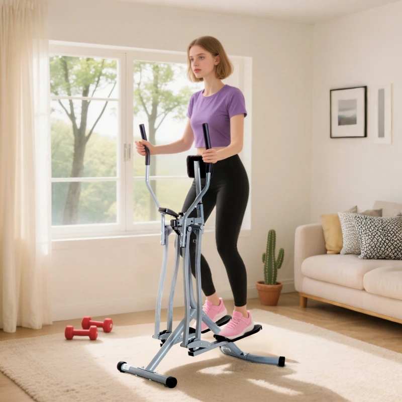 HOMCOM Bicicleta Elíptica Ajustable con Pantalla Carga 110 kg Air Walker para Entrenamiento Cintura Caderas 96x60x152 cm Gris