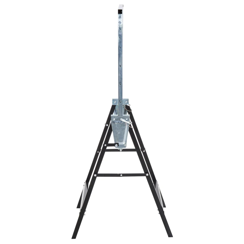 HOMCOM Set de 2 Caballetes Metálicos Plegables con Altura Ajustable Caballetes de Sierra de Acero 68x58x80-130 cm Negro