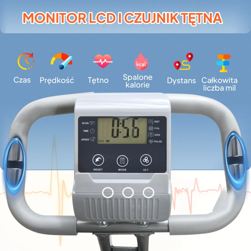 HOMCOM Rower treningowy trenażer rowerowy rower stacjonarny wyświetlacz LCD składany regulowany szary