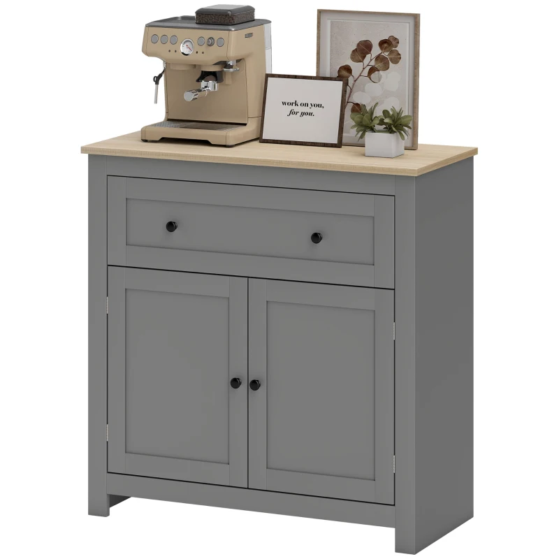 HOMCOM Küchenschrank mit Schublade und Schrank mit verstellbarem Regal, aus Spanplatte, 78,5x35x80 cm, mehrfarbig