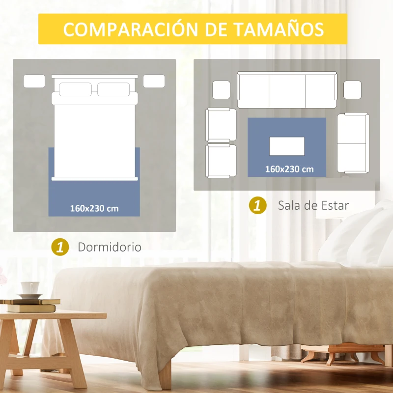 HOMCOM Alfombra de Salón Moderna de Terciopelo 230x160 cm Alfombra Geométrica para Dormitorio Oficina Gris