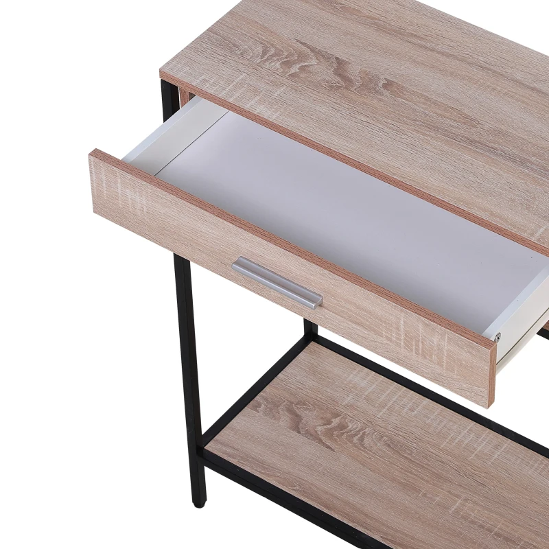 HOMCOM Consola Recibidor Estrecha Mesa Auxiliar Estrecha para Puerta de Entrada 120x30x81,5 cm Estilo Industrial Imitación Roble