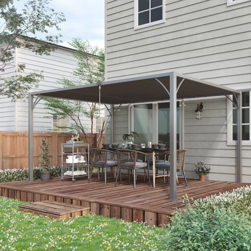 Outsunny Pergola 4 x 3 m bioclimatique pergola avec lames orientables style contemporain UV 50+ aluminium - gris(m-9)
