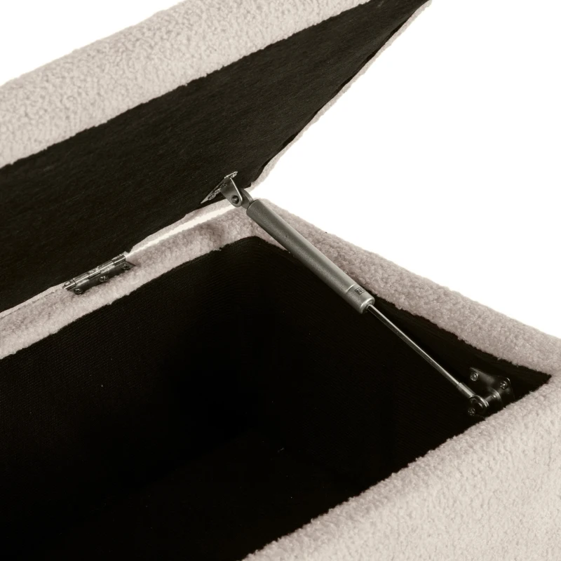 HOMCOM Banc de rangement coffre de rangement pieds en bois de caoutchouc 95 x 38 x 45 cm beige