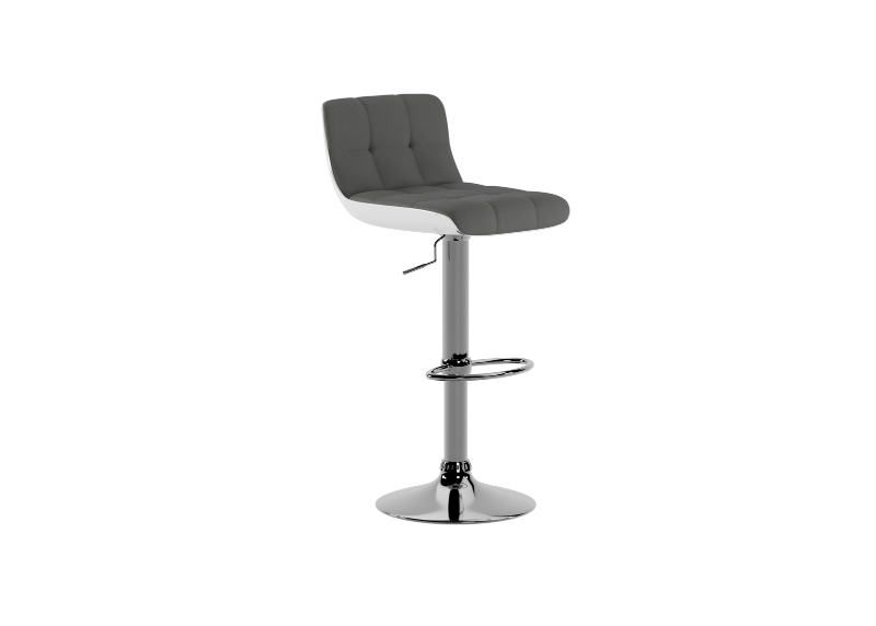 STONES Set 2 Scaune de Bar Moderne din Imitație de Piele – Gri Închis, Reglabile pe Înălțime