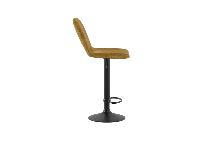 STONES Set 2 scaune de bar  reglabile din țesătură easy-clean galben cu picioare negre 45cm X 52cm H. 88,5/103,5cm