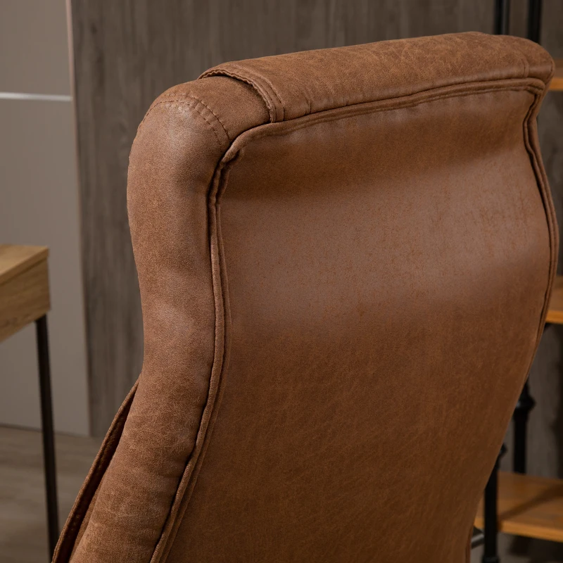 Vinsetto Silla de Escritorio Giratoria con Altura Ajustable Reposacabezas Reposabrazos y Respaldo 65x71,5x114-122 cm Marrón