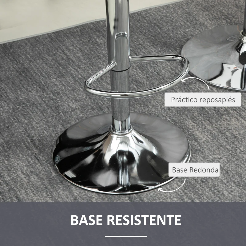 HOMCOM Juego de 2 Taburetes de Cocina Taburetes Altos con Altura Ajustable Asiento Giratorio 43x45x81-101 cm Gris
