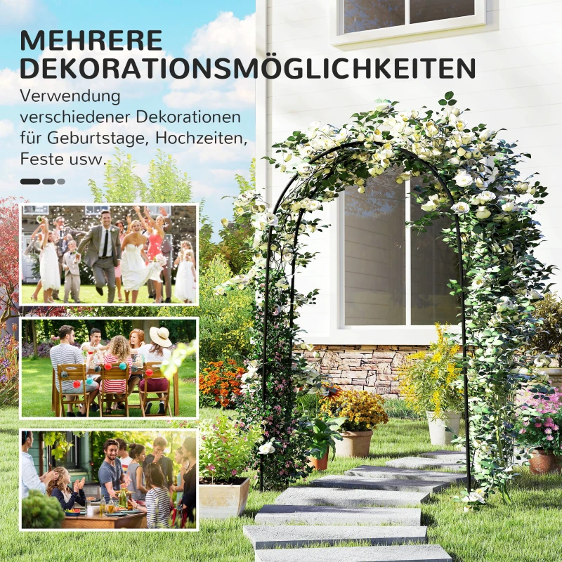 Outsunny Rogenbogen Gartenbogen Torbogen, Vintage Design, 125 x 37 x 230 cm, Schwarz