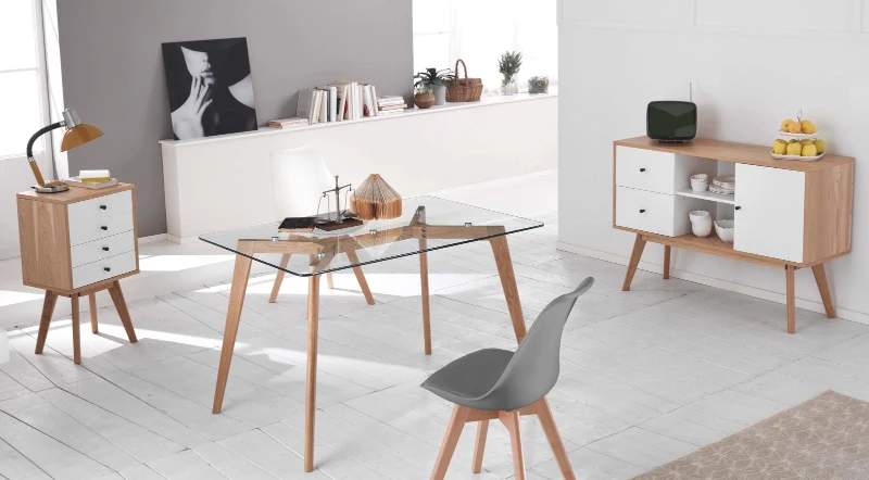 STONES Set 4 Scaune Moderne din Polipropilenă și Lemn de Fag – Gri Închis, Șezut din Imitație de Piele