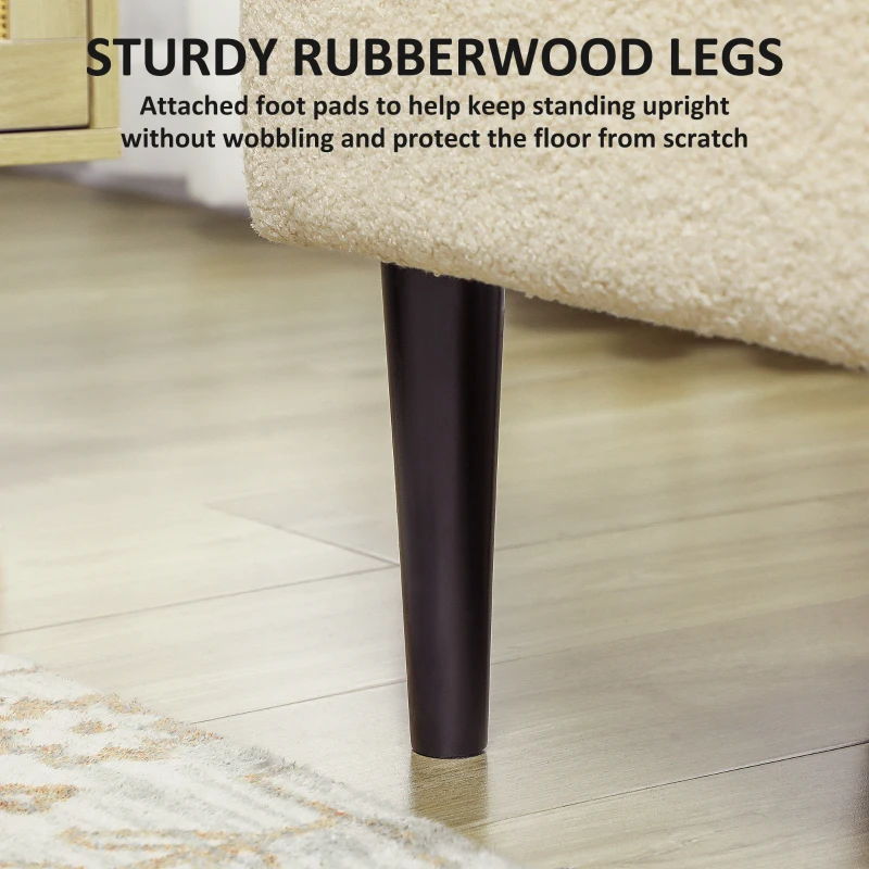 HOMCOM 57L Teddy Fleece Storage Ottoman - Cream