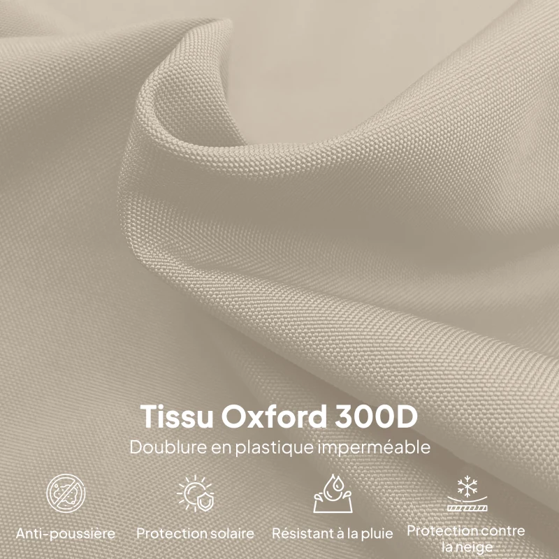 Outsunny Housse de protection imperméable pour parasol déporté avec fermeture éclair et cordon de serrage tissu Oxford avec revêtement PVC étanche Ø 56 x 220 cm beige et café