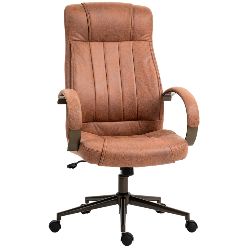 Vinsetto Silla de Escritorio Giratoria con Altura Ajustable Reposacabezas Reposabrazos y Respaldo 65x71,5x114-122 cm Marrón