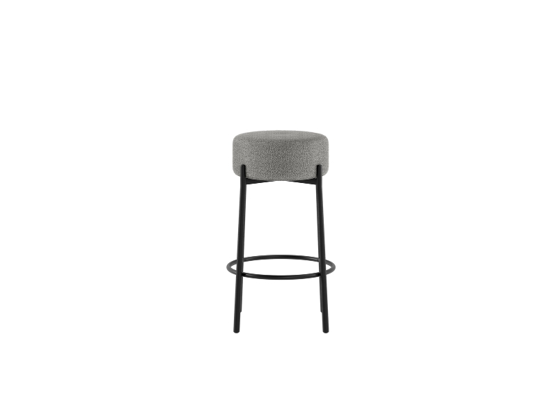 STONES Set 2 scaune de bar  din țesătură gri închis cu picioare metalice negre 41cm X 41cm H. 67cm