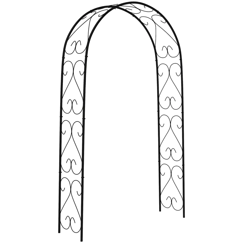 Outsunny Arco de Jardín de Acero para Rosas y Plantas Trepadoras Arco de Boda para Plantas y Decoraciones 125x37x230 cm Negro