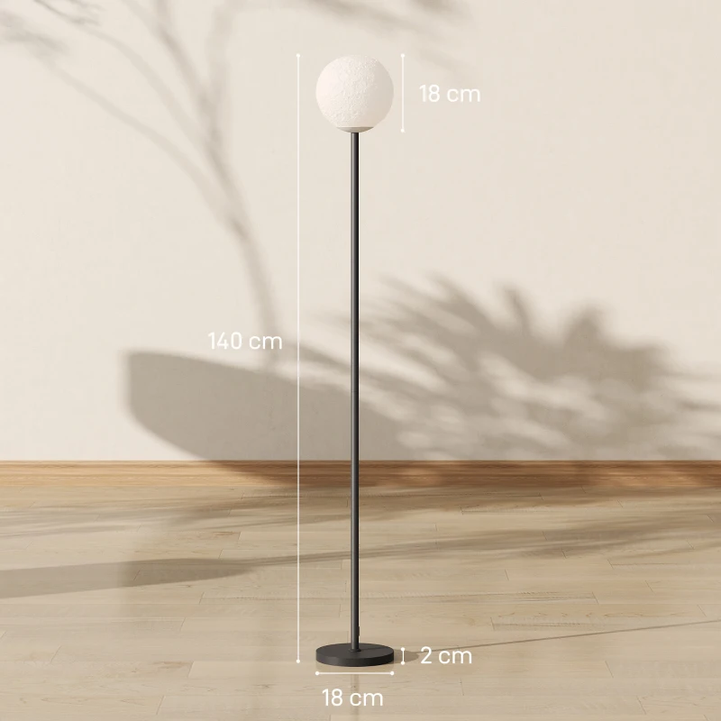 HOMCOM Stehlampe mit Schirm in Mondoptik, Fußschalter, 3 Farbtemperaturen, Metall, Schwarz