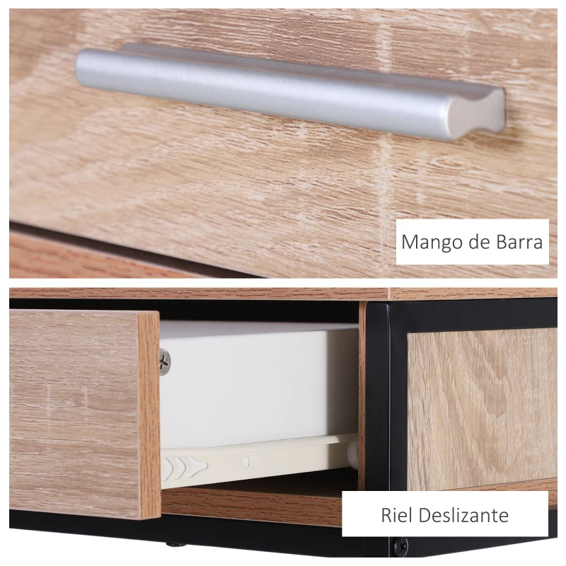 HOMCOM Consola Recibidor Estrecha Mesa Auxiliar Estrecha para Puerta de Entrada 120x30x81,5 cm Estilo Industrial Imitación Roble