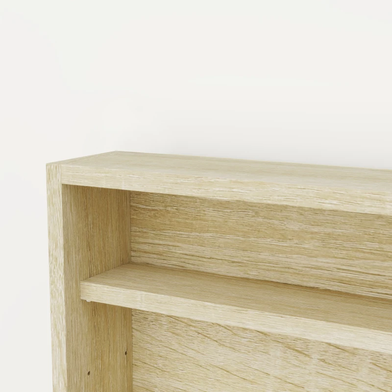 HOMCOM Estante Expositor a 5 Estantes Ajustables en Aglomerado con Puertas de Vidrio, 80x9.5x60 cm, Madera Natural