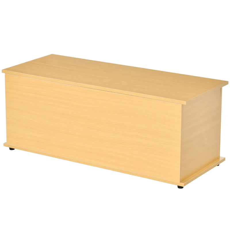HOMCOM Baúl de Almacenamiento de Madera Taburete para Almacenaje con Tapa para Dormitorio Salón Carga Max. 120 kg 100x40x40 cm Natural