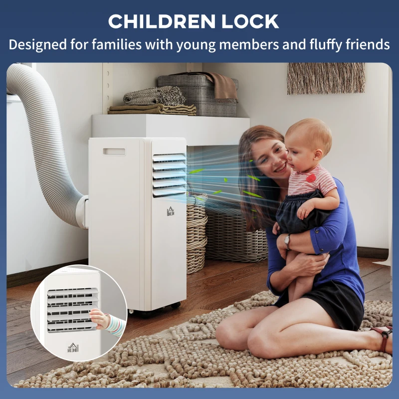 HOMCOM Climatizator Portabil 9000BTU: Răcire, Ventilator, Umiditate, Control Distanță - 20m²