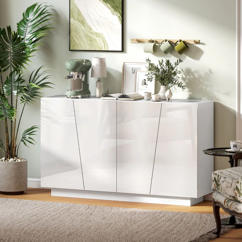Homcom Dulap Alb 150×40×88 cm – 5 Niveluri & Polita Reglabila(m-2)