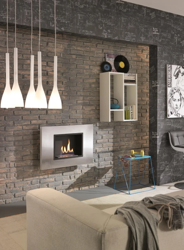 STONES Șemineu bio montat pe perete 17cm X 78cm H. 54cm